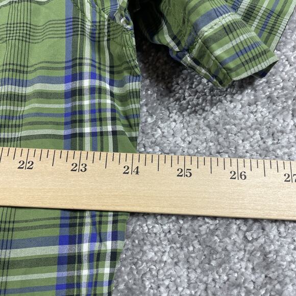 North Face Button Down Shirt Mens Extra Large Nylon Plaid Short Sleeve Green - Picture 12 of 13
